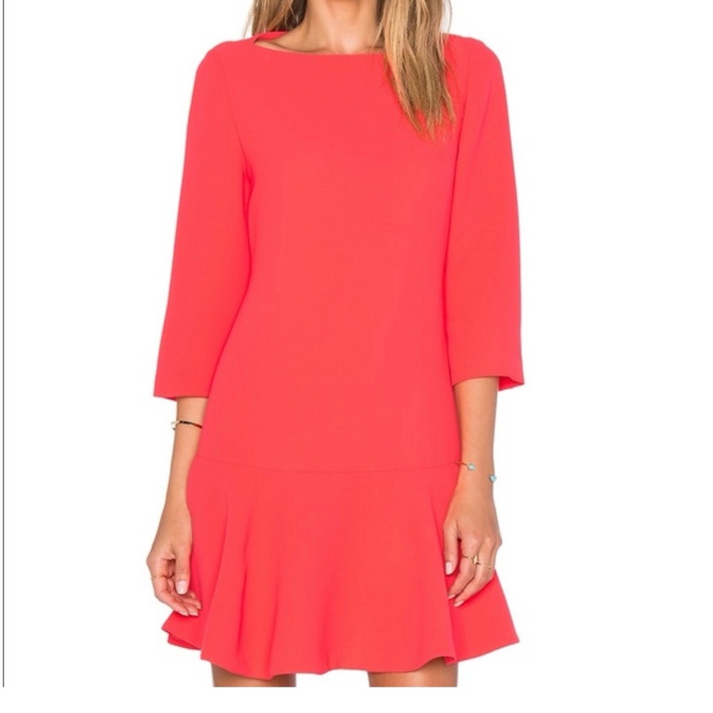 Kate Spade sleeve crepe geranium flounce size 6